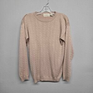 Barry Bricken 100% Silk Cable Knit Crewneck Sweater - Size Small - pink